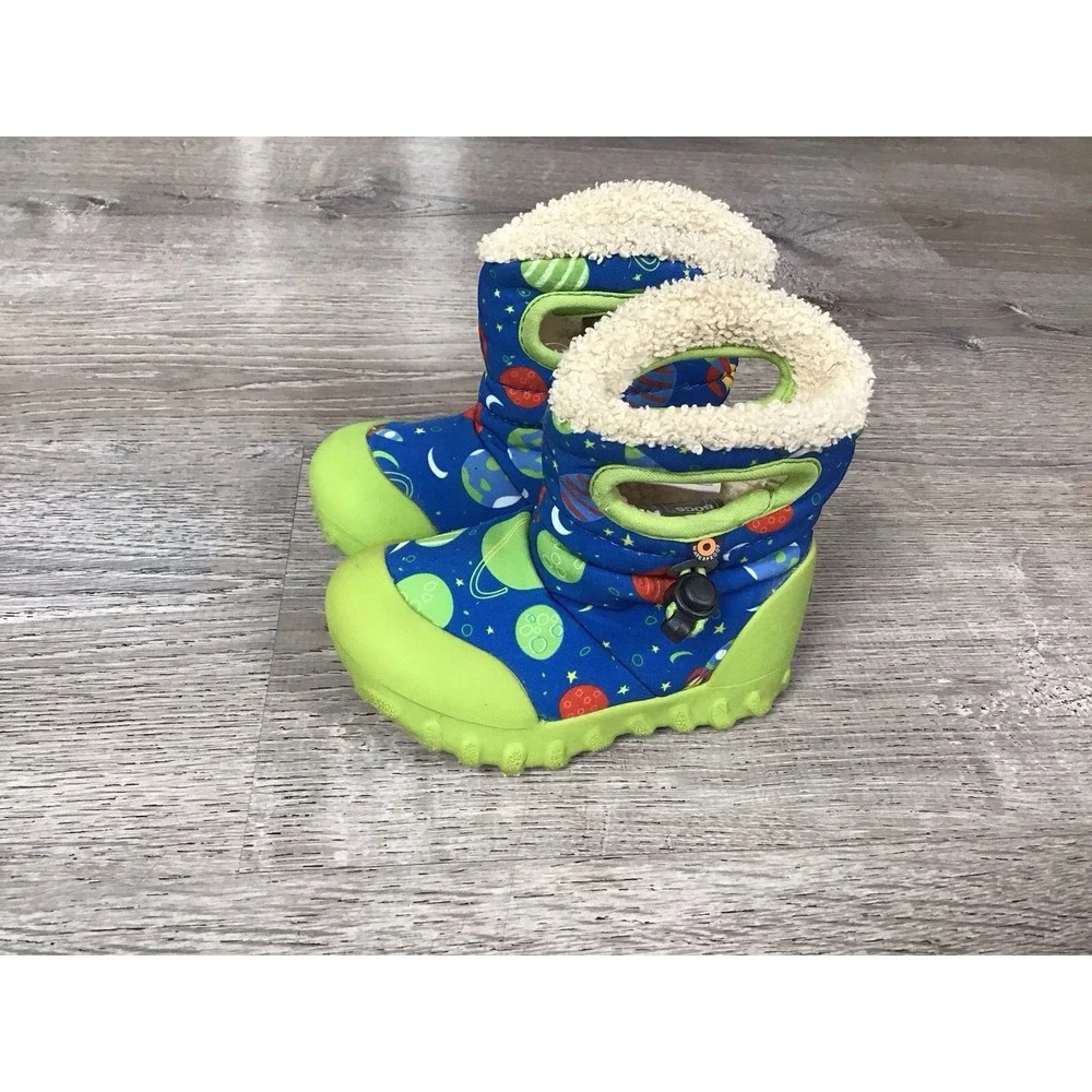 BOGS B-moc Baby Size 6 Winter Boots Blue Multi Space Snow Boots Infant Pull On
